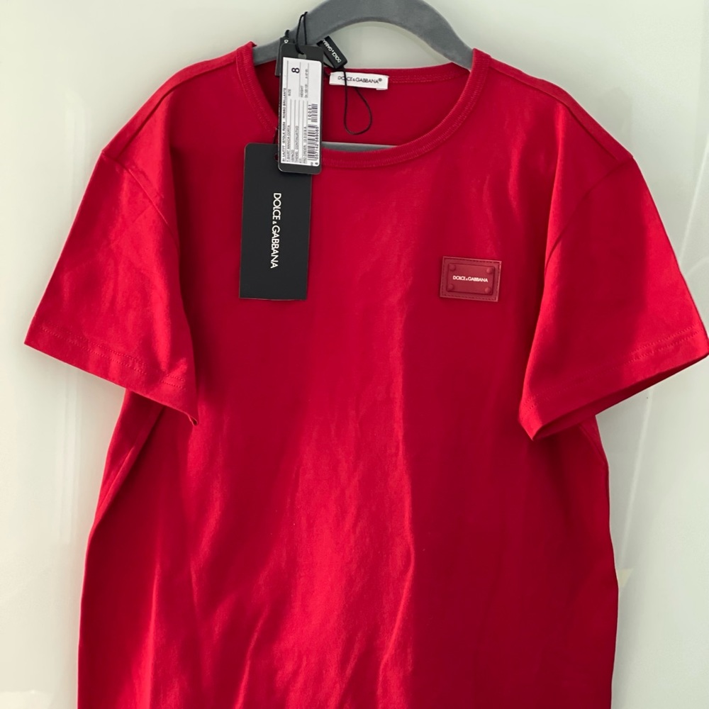 Dolce & Gabbana Short-Sleeve Logo Patch Tee. Size 8